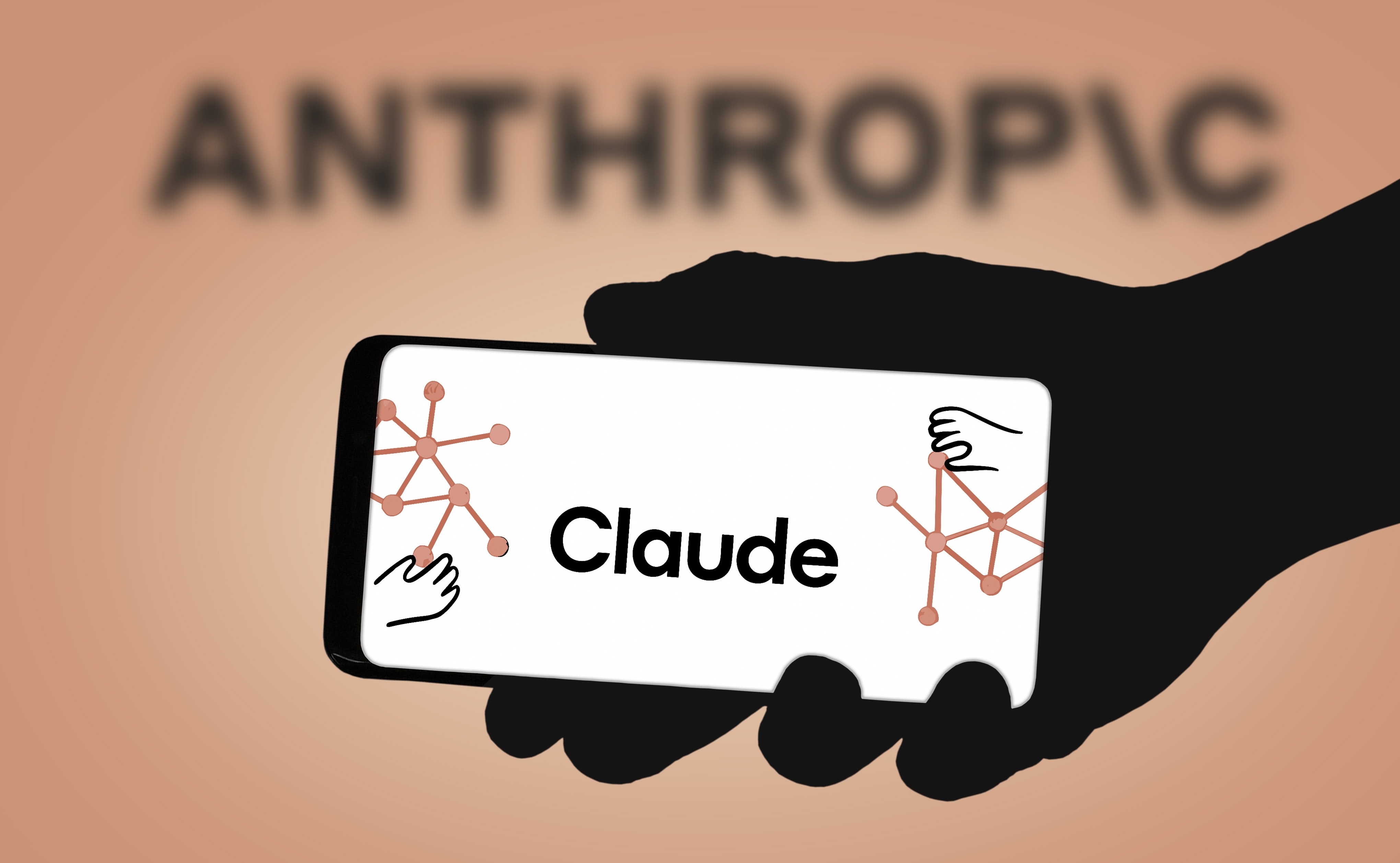 โลโก้ Anthropic และแอป Claude บนหน้าจอโทรศัพท์มือถือ