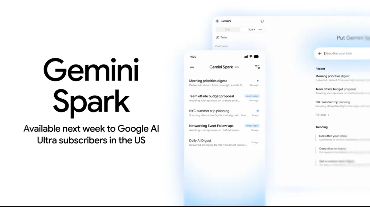 หน้าจออินเทอร์เฟซ Gemini ที่แสดงรายการงานและการมอบหมายงานบนมือถือ