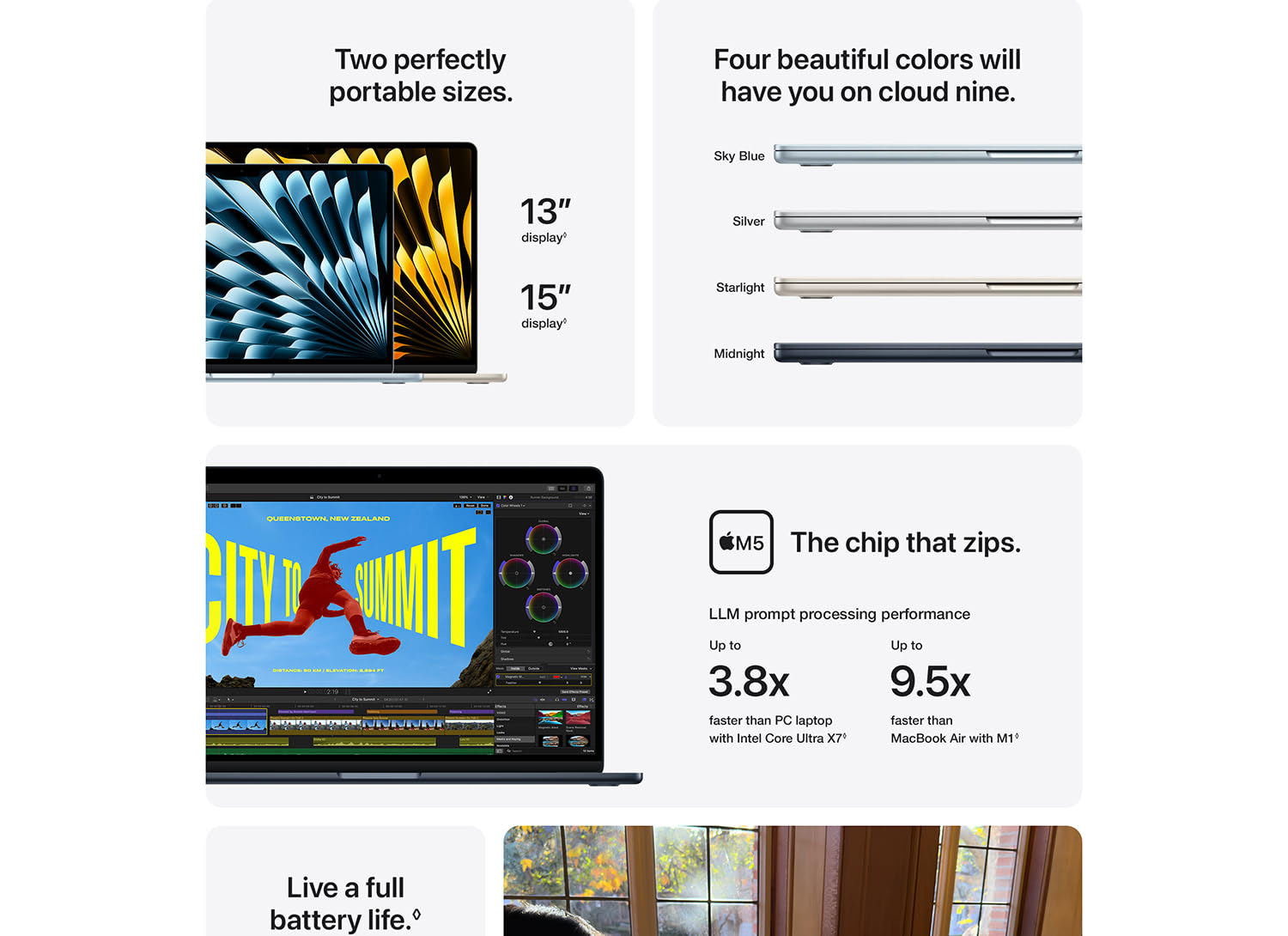 ภาพโปรโมตสเปกและสีของ MacBook Air M5 จาก Apple