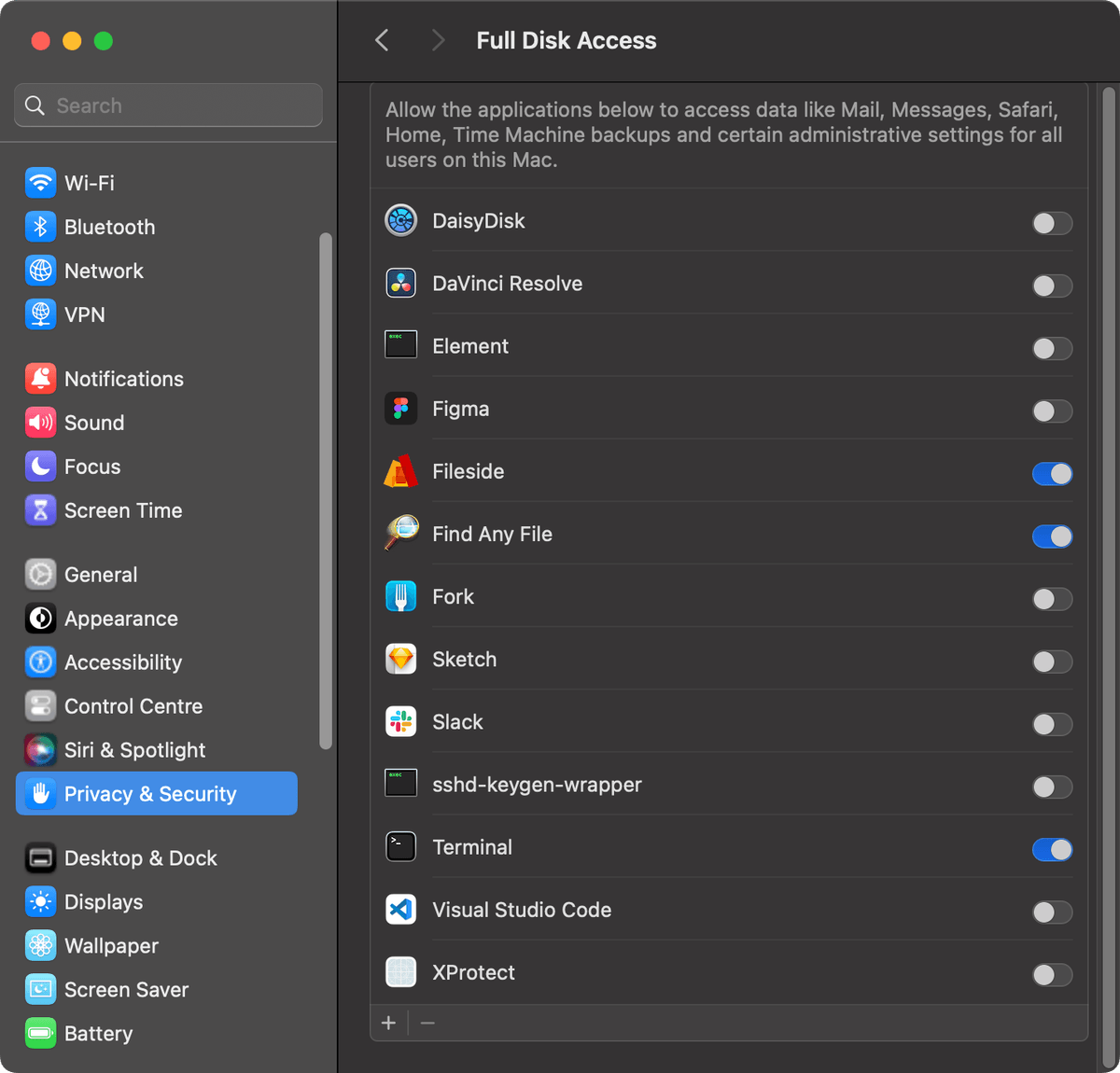 เปรียบเทียบหน้าต่าง Full Disk Access ใน macOS รุ่นเดิมและรุ่นใหม่